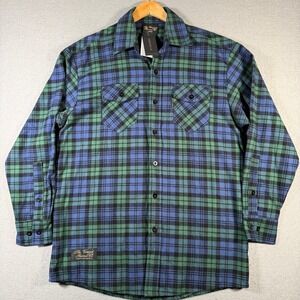 The Vermont Flannel Co Mens Classic Black Watch Plaid Flannel Shirt‎ Large